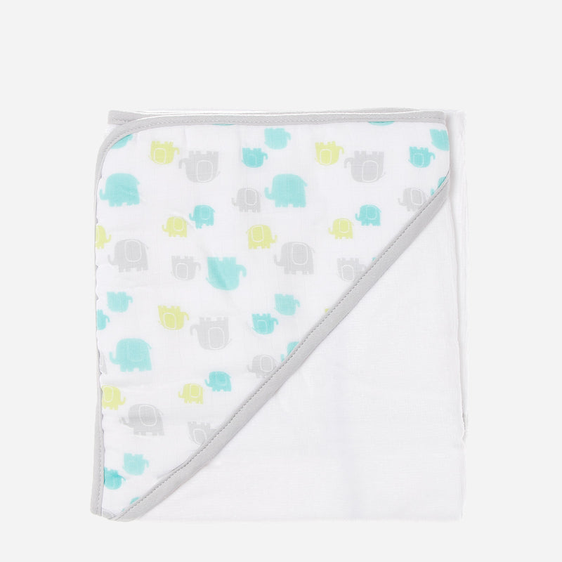 Bloom Green Elephants Hooded Towel 30 x 30in.