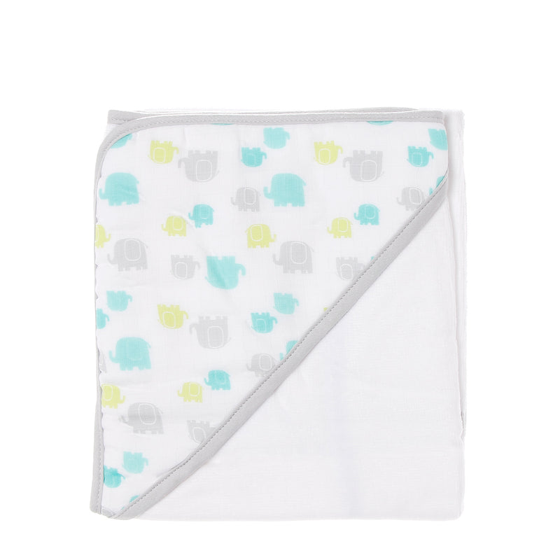 Bloom Green Elephants Hooded Towel 30 x 30in.