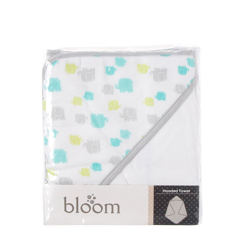 Bloom Green Elephants Hooded Towel 30 x 30in.