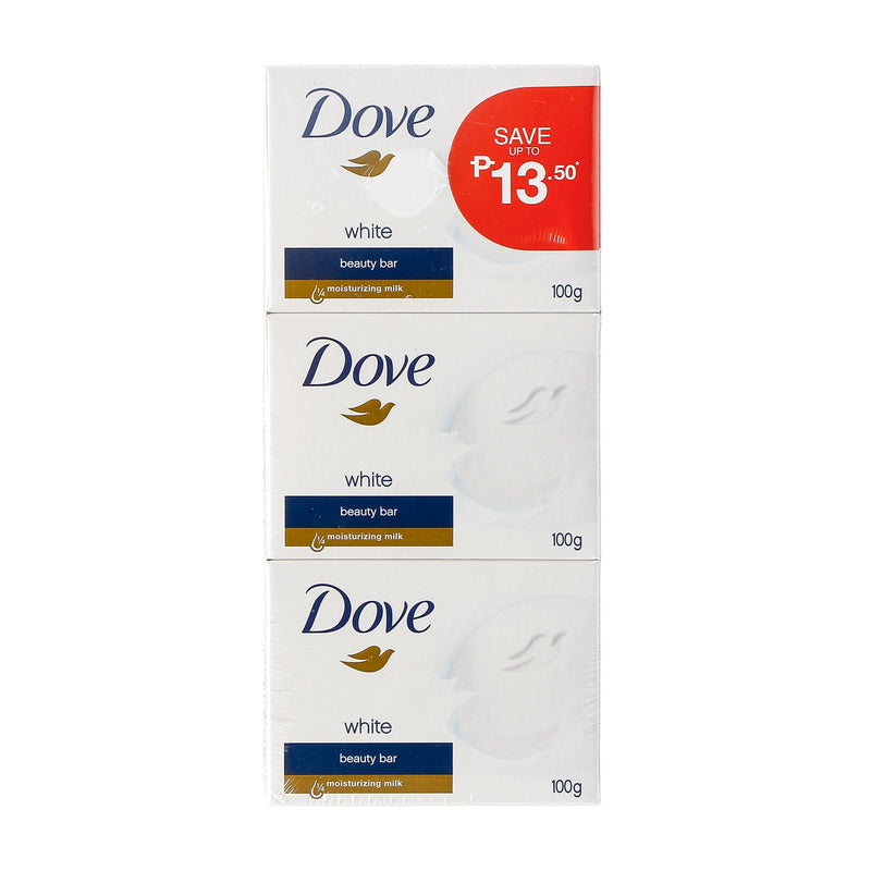 Dove 3-piece White Beauty Bar Bath Soap 100g