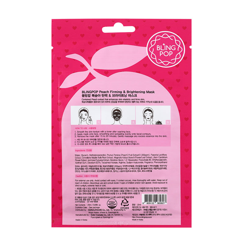 Blingpop Peach Firming + Brightening Face Mask Sheet