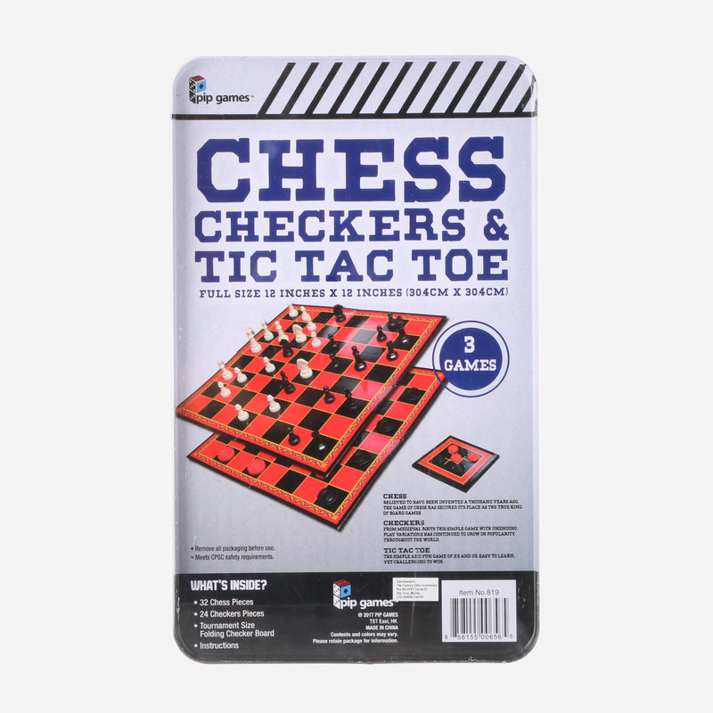 Toy Kingdom 3-in-1 Chess, Checkers and Tic Tac Toe Board Games