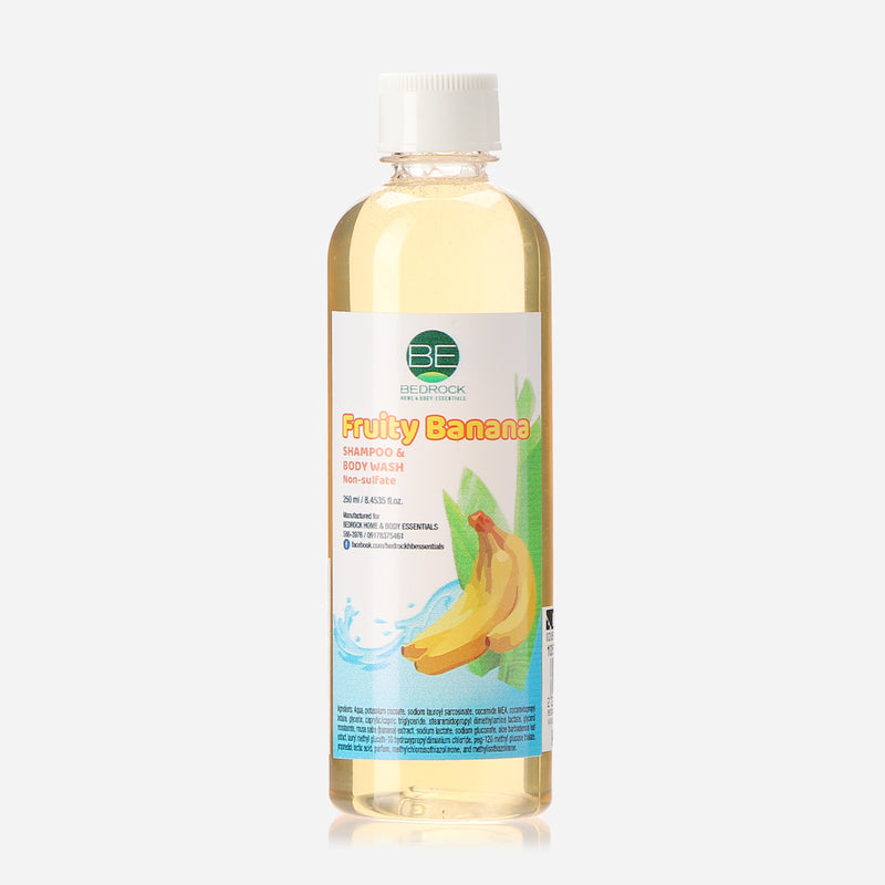 Bedrock Home and Body Essentials Fruity Banana Shampoo and Body Wash 250ml