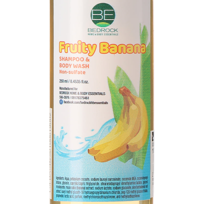 Bedrock Home and Body Essentials Fruity Banana Shampoo and Body Wash 250ml