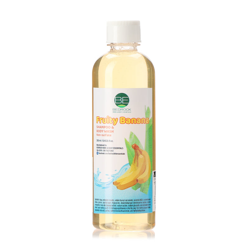 Bedrock Home and Body Essentials Fruity Banana Shampoo and Body Wash 250ml