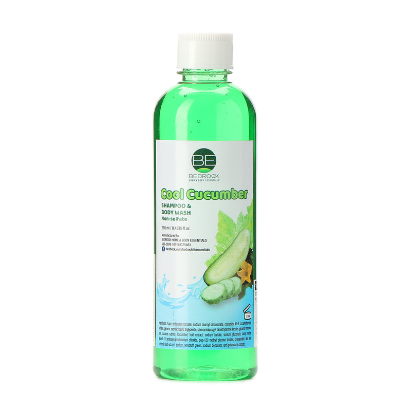 Bedrock Home and Body Essentials Cool Cucumber Shampoo and Body Wash 250ml