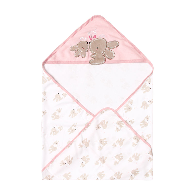 Bloom Bunny Hooded Towel and Washcloth Set _ Pink