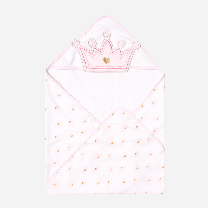 Bloom Crown Hooded Towel and Washcloth Set _ Pink