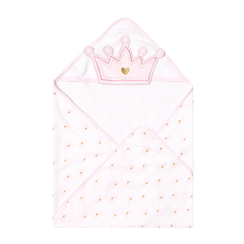 Bloom Crown Hooded Towel and Washcloth Set _ Pink