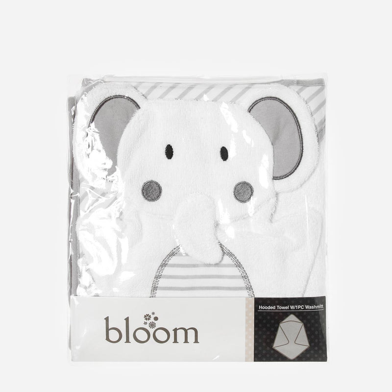 Bloom 2-Pack Elephant Hooded Towel with Wash Mitt