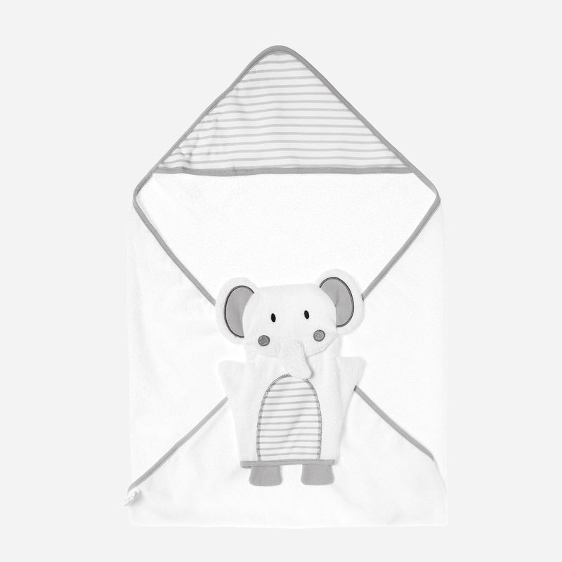 Bloom 2-Pack Elephant Hooded Towel with Wash Mitt