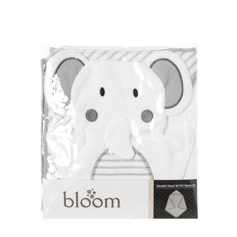 Bloom 2-Pack Elephant Hooded Towel with Wash Mitt