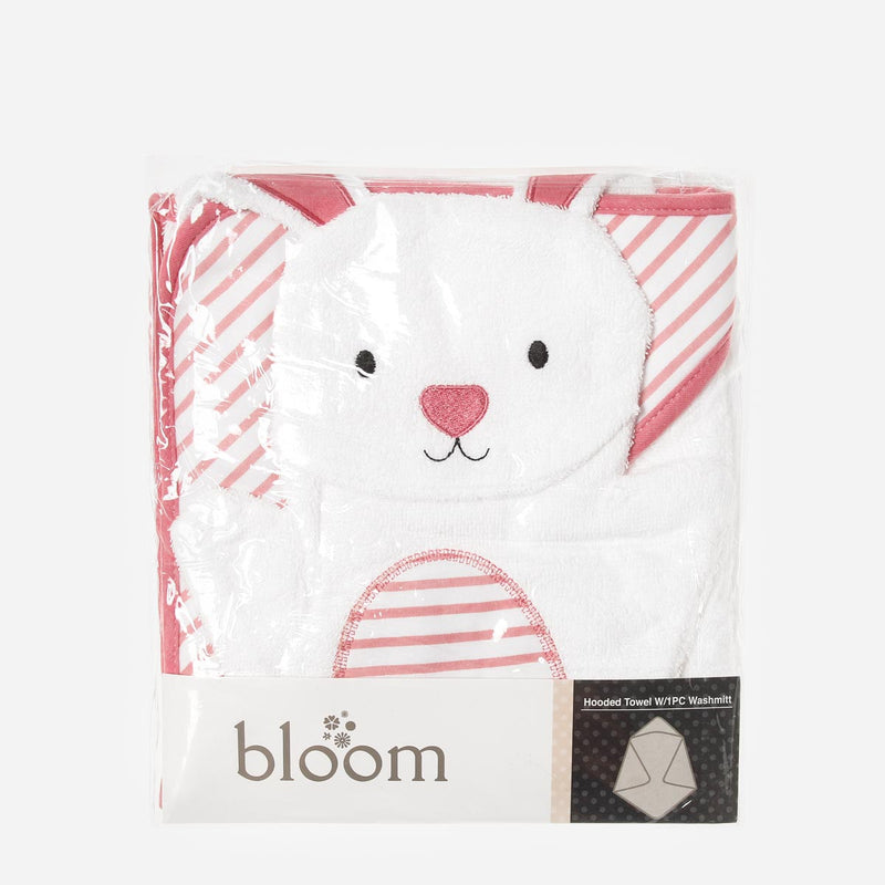 Bloom 2-Pack Rabbit Hooded Towel with Wash Mitt