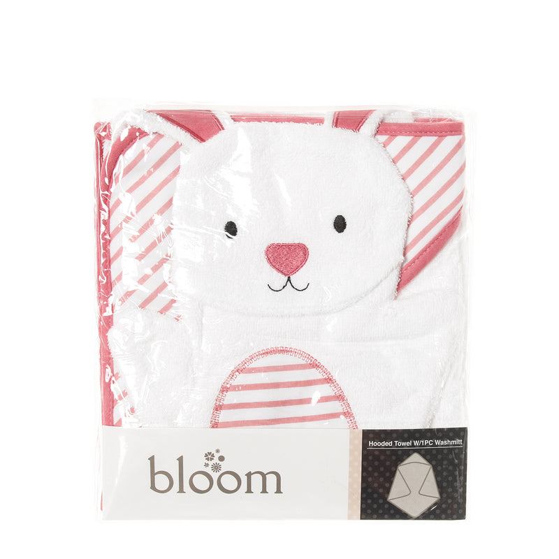 Bloom 2-Pack Rabbit Hooded Towel with Wash Mitt