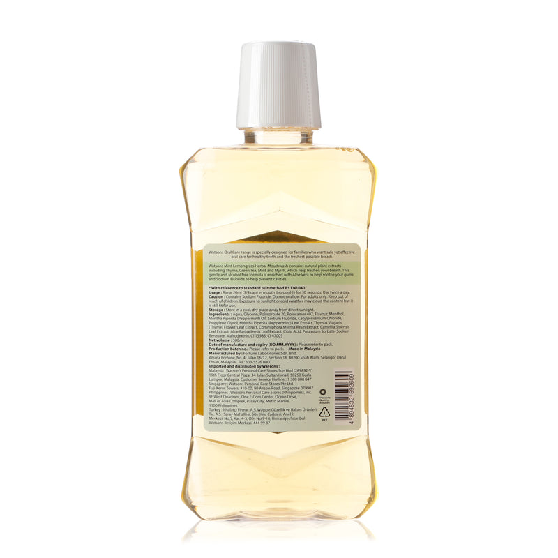 Watsons Mint Lemongrass Herbal Mouthwash 500ml