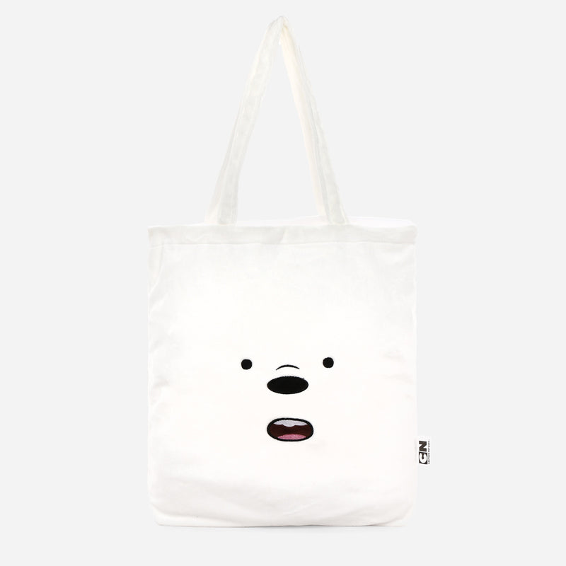 We Bare Bears Ice Bear Plush Tote Bag in White