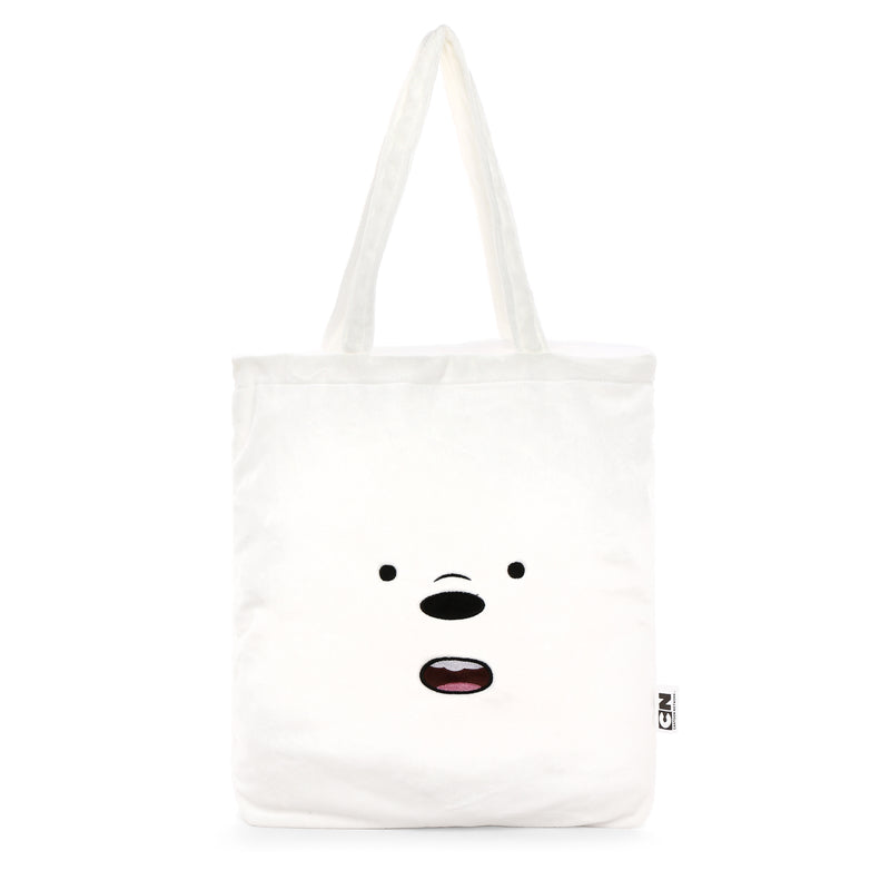 We Bare Bears Ice Bear Plush Tote Bag in White