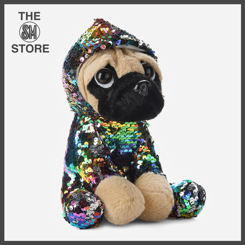 Toy Kingdom Sequined Hoodie Pug Plush _ Rainbow