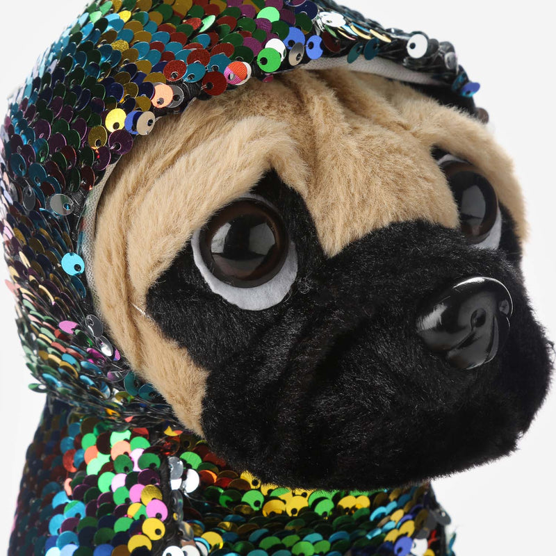 Toy Kingdom Sequined Hoodie Pug Plush _ Rainbow