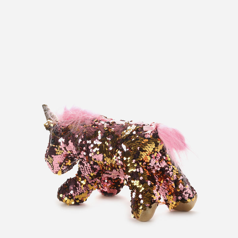 Toy Kingdom Sequined Unicorn Sling Bag in Pink and Gold