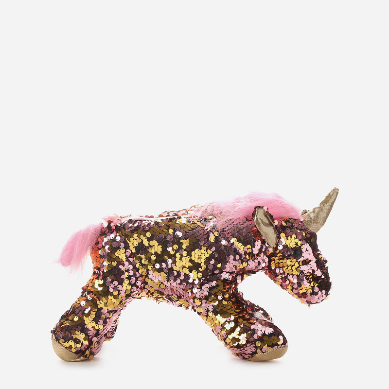 Toy Kingdom Sequined Unicorn Sling Bag in Pink and Gold