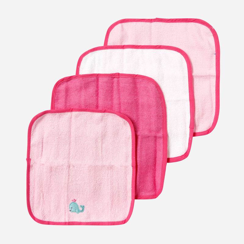 Bloom 4-Pack Whales Washcloth Set _ Pink