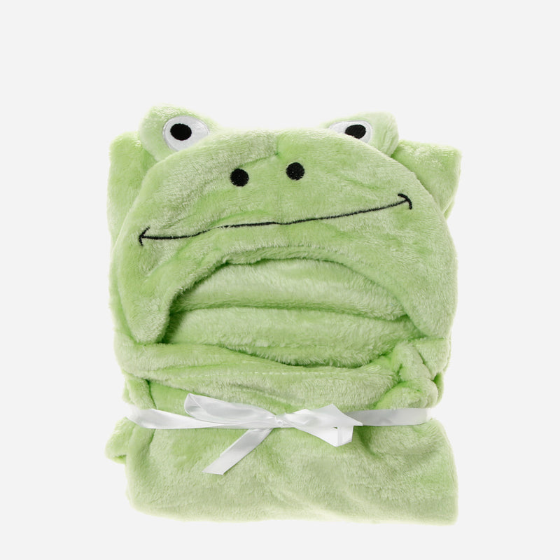 Bloom Frog Hooded Fleece Blanket _ Green