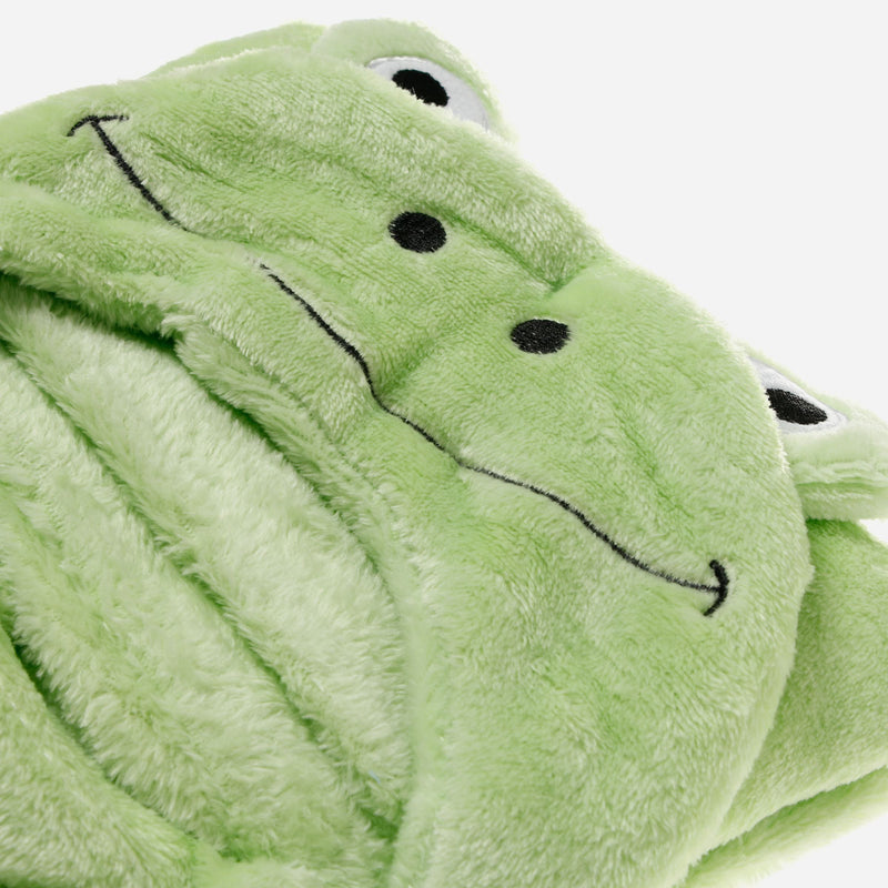 Bloom Frog Hooded Fleece Blanket _ Green