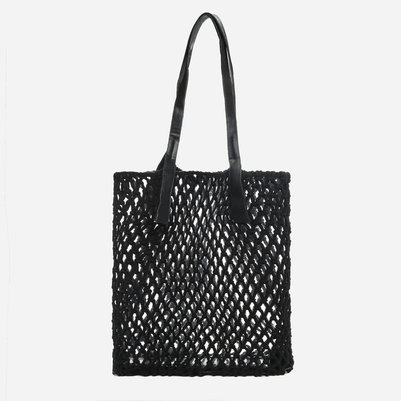 BAGTOTEMAC/BLACK/NOSIZ/NODIM TROPIKO BY KULTURA MACRAME TOTE BAG IN BLACK