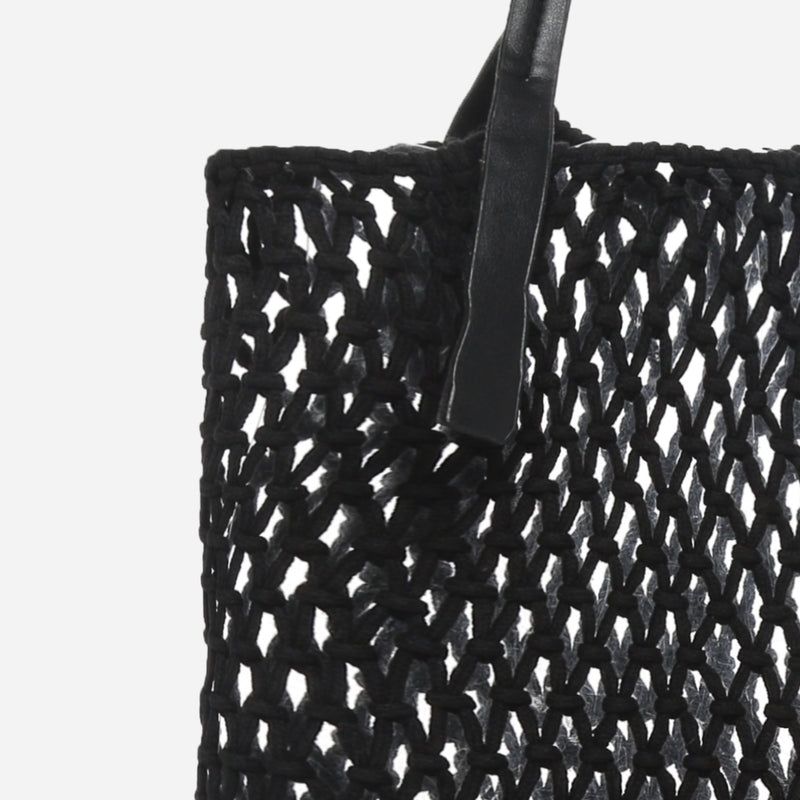 BAGTOTEMAC/BLACK/NOSIZ/NODIM TROPIKO BY KULTURA MACRAME TOTE BAG IN BLACK