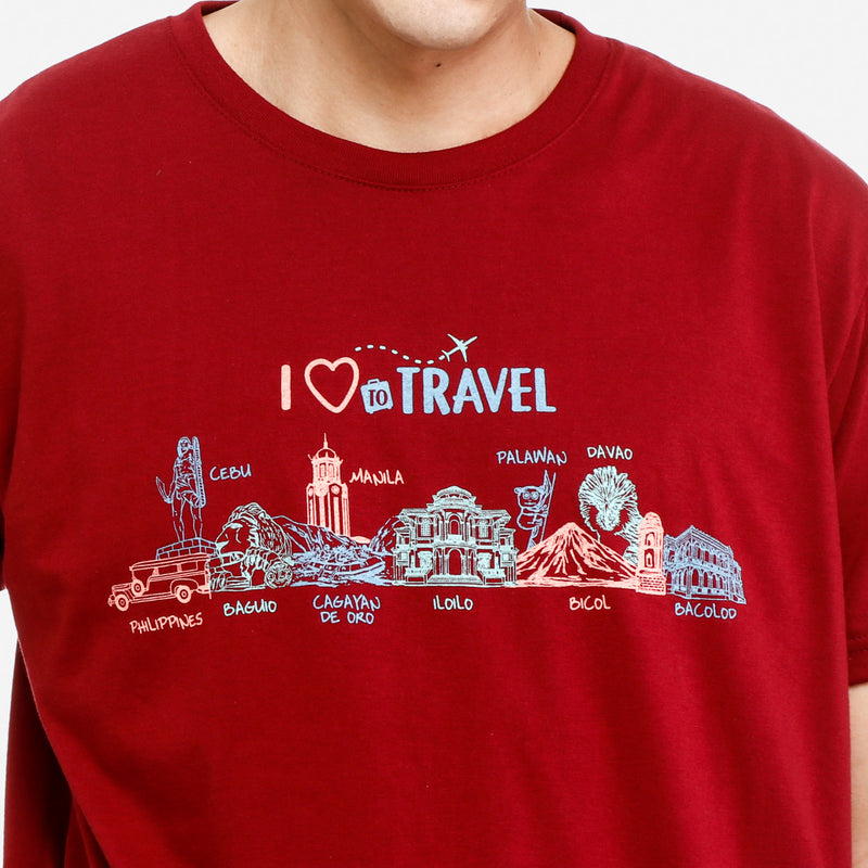 MENSCLRTSL/MAROO/L/NODIM KAMISA BY KULTURA I LOVE TO TRAVEL GRAPHIC TEE