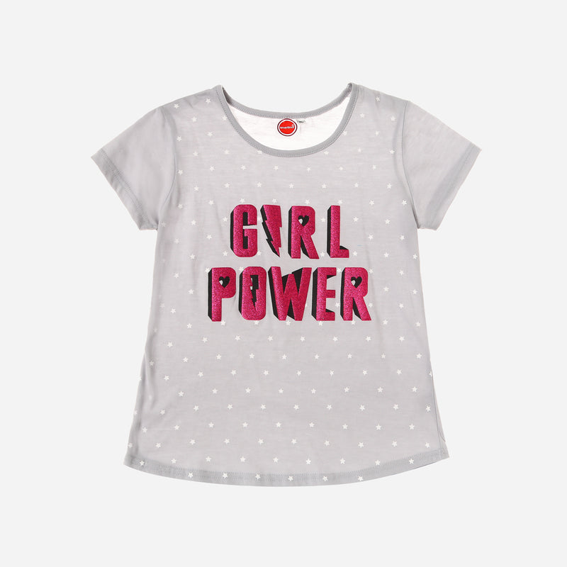 SmartBuy Girls_ Size Extra Large Girl Power Statement Tee in Gray