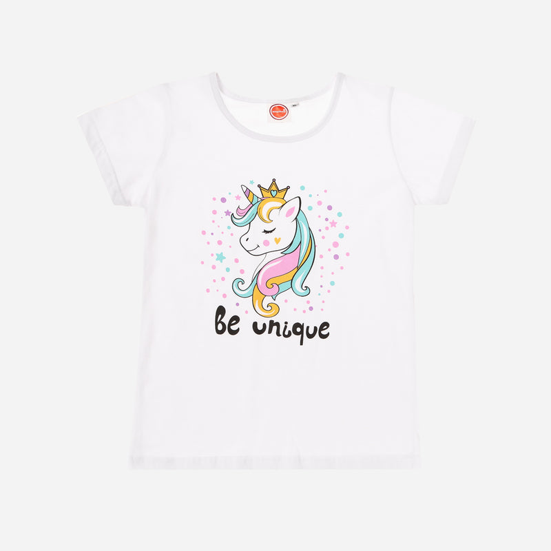 SmartBuy Girls_ Size Extra Large Be Unique Unicorn Graphic Tee in White