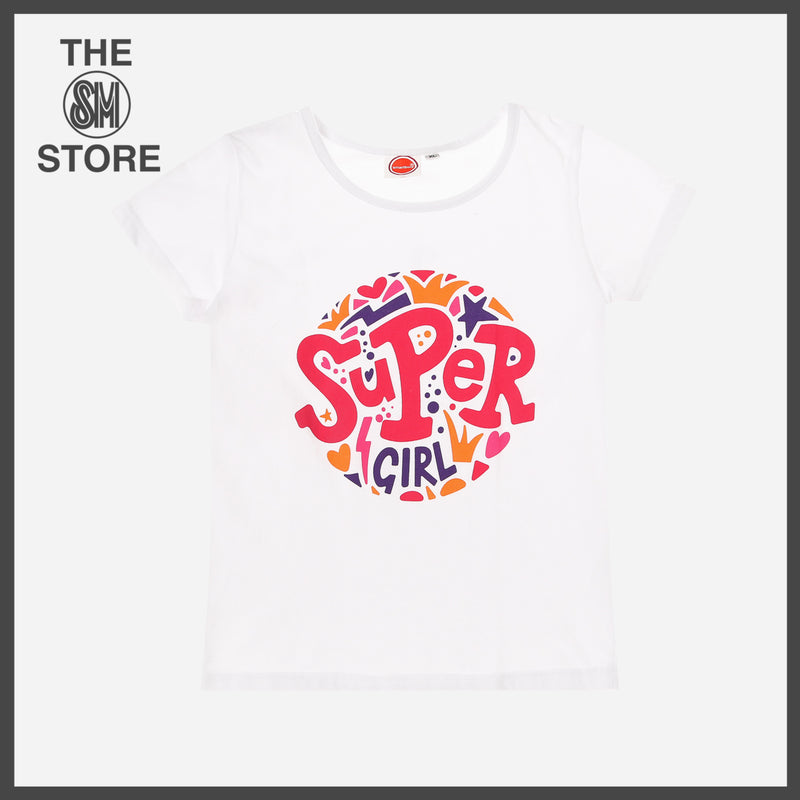 SmartBuy Girls_ Size Extra Large Super Girl Statement Tee in White