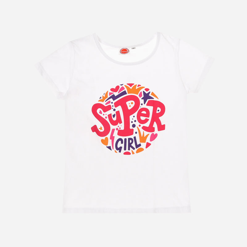 SmartBuy Girls_ Size Extra Large Super Girl Statement Tee in White