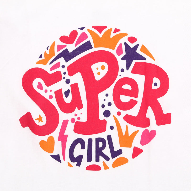 SmartBuy Girls_ Size Extra Large Super Girl Statement Tee in White