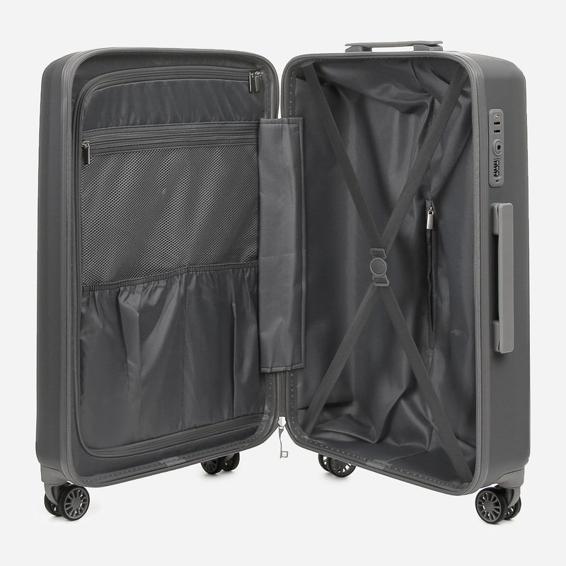 Travel Basic KX Hail 24-Inch Medium Hard Case Luggage in Gray