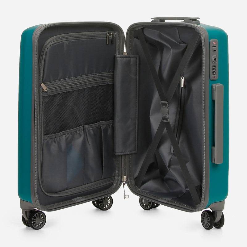 Travel Basic KX Hail 20-Inch Small Hard Case Luggage in Teal Blue