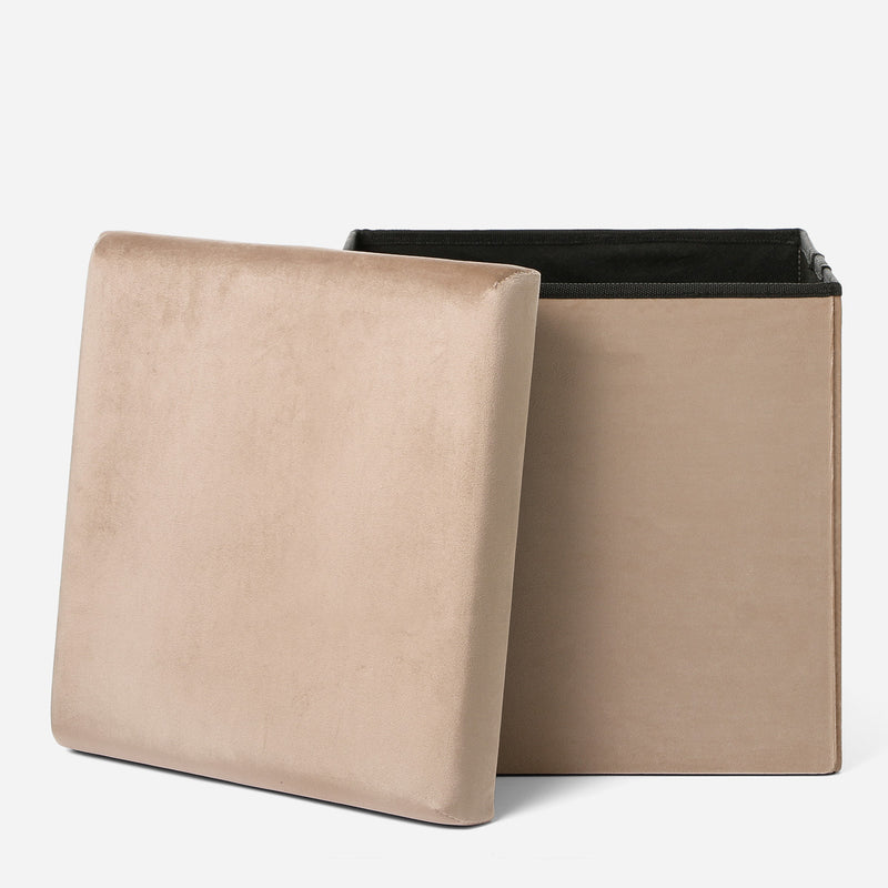 SM Home Folding Small Ottoman and Storage _ Taupe