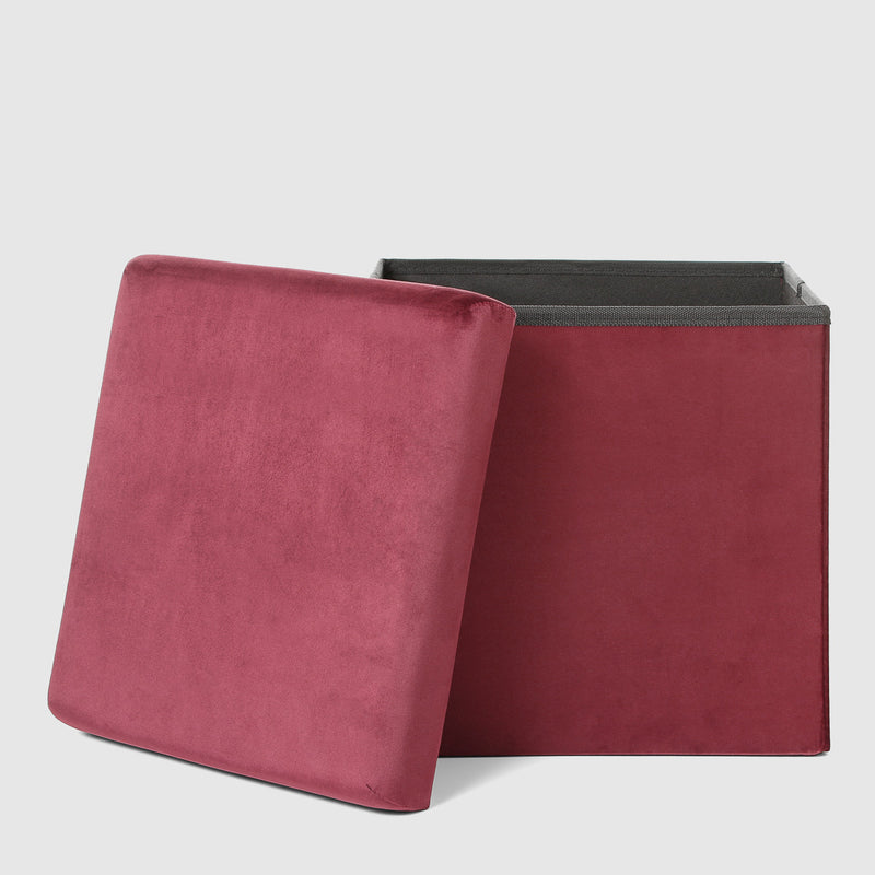 SM Home Folding Small Ottoman and Storage _ Maroon