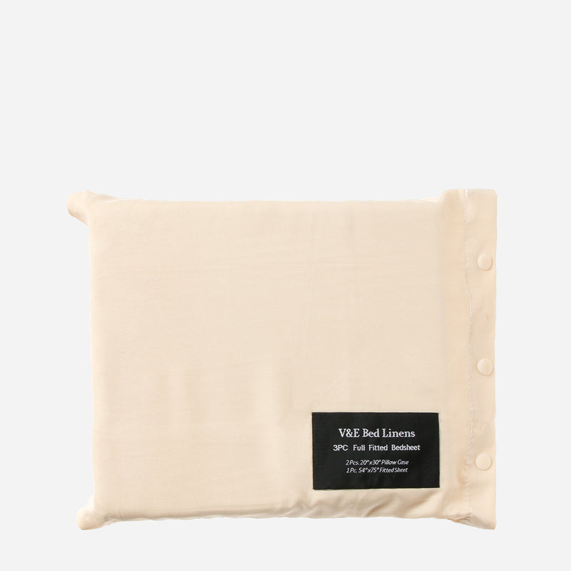 V&E 3-Piece Full Size Bedding Set _ Beige