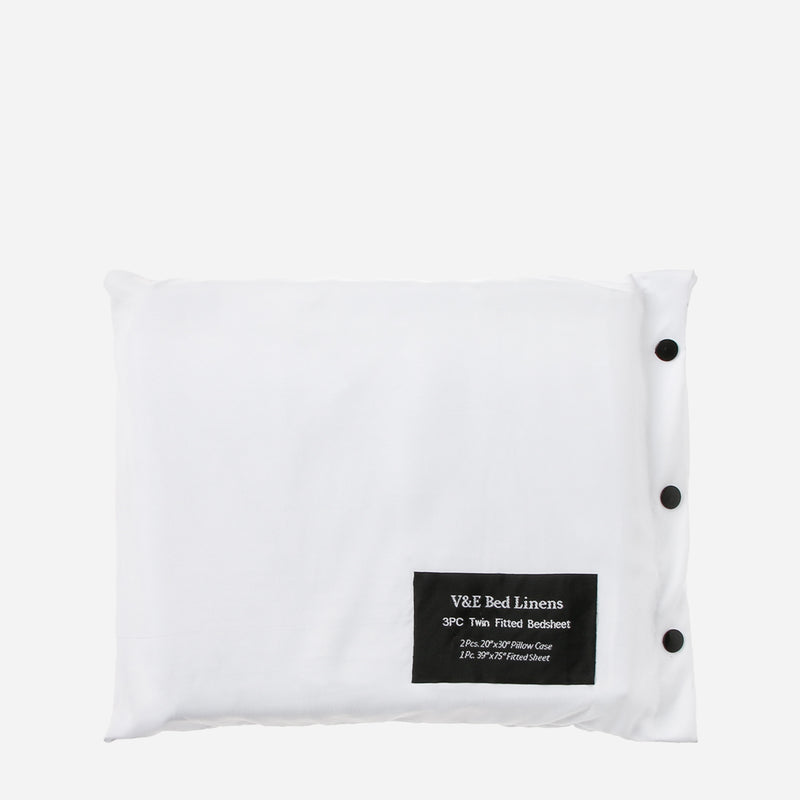 V&E 3-Piece Twin Size Bedding Set _ White