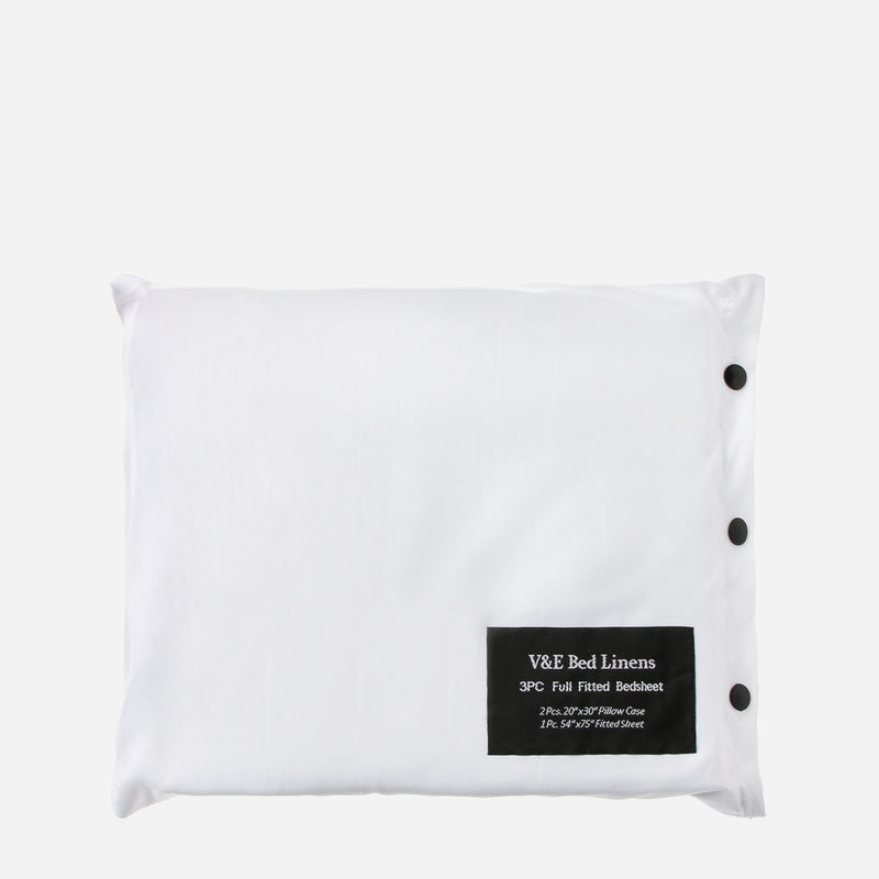 V&E 3-Piece Full Size Bedding Set _ White