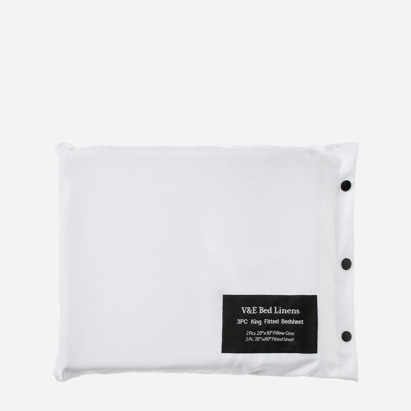 V&E 3-Piece King Size Bedding Set _ White