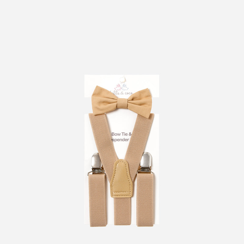 Belle & Coco Bowtie and Suspender _ Tan