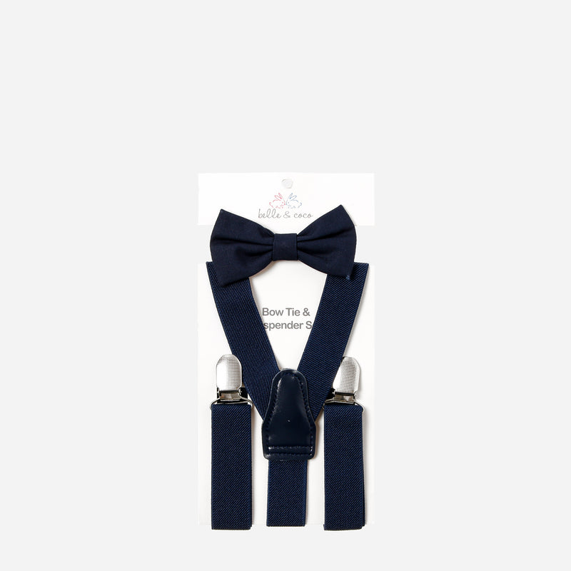 Belle & Coco Bowtie and Suspender _ Navy Blue