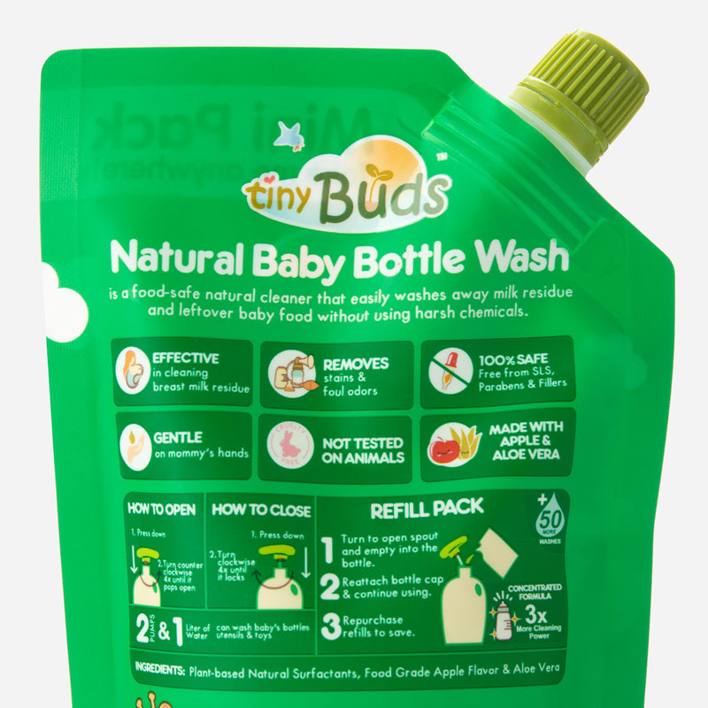 Tiny Buds Natural Baby Bottle Wash Mini Pack 200ml