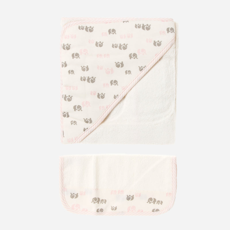 Bloom Elephant Hooded Towel and Washcloth Set