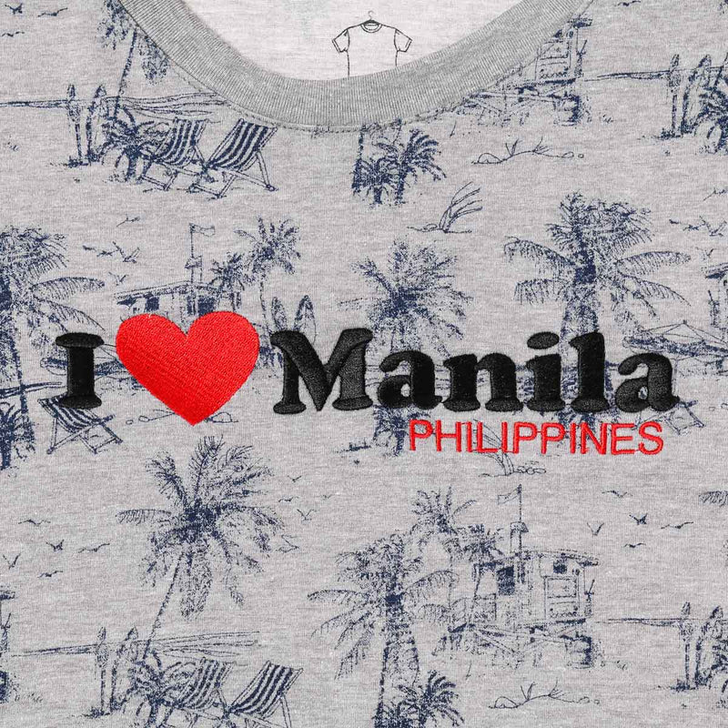 MENSCLRTSE/GRAY/L/NODIM KAMISA BY KULTURA I LOVE MANILA EMBROIDERED TEE