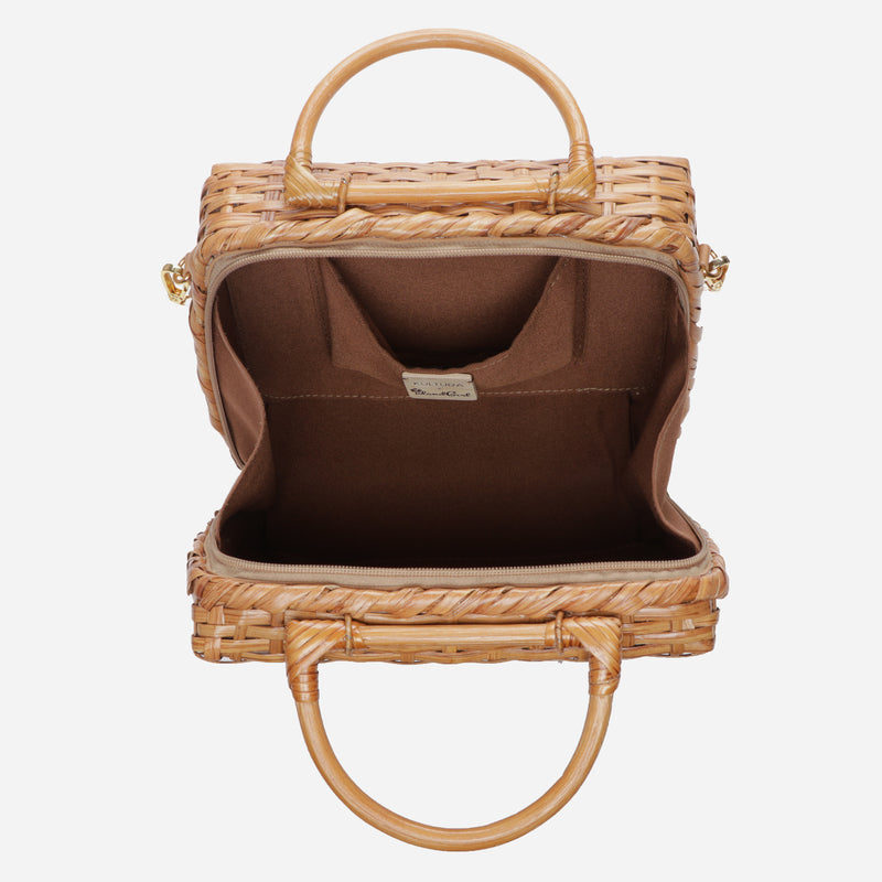 Tropiko by Kultura Ladies_ Rattan Split Handbag with Detachable Sling